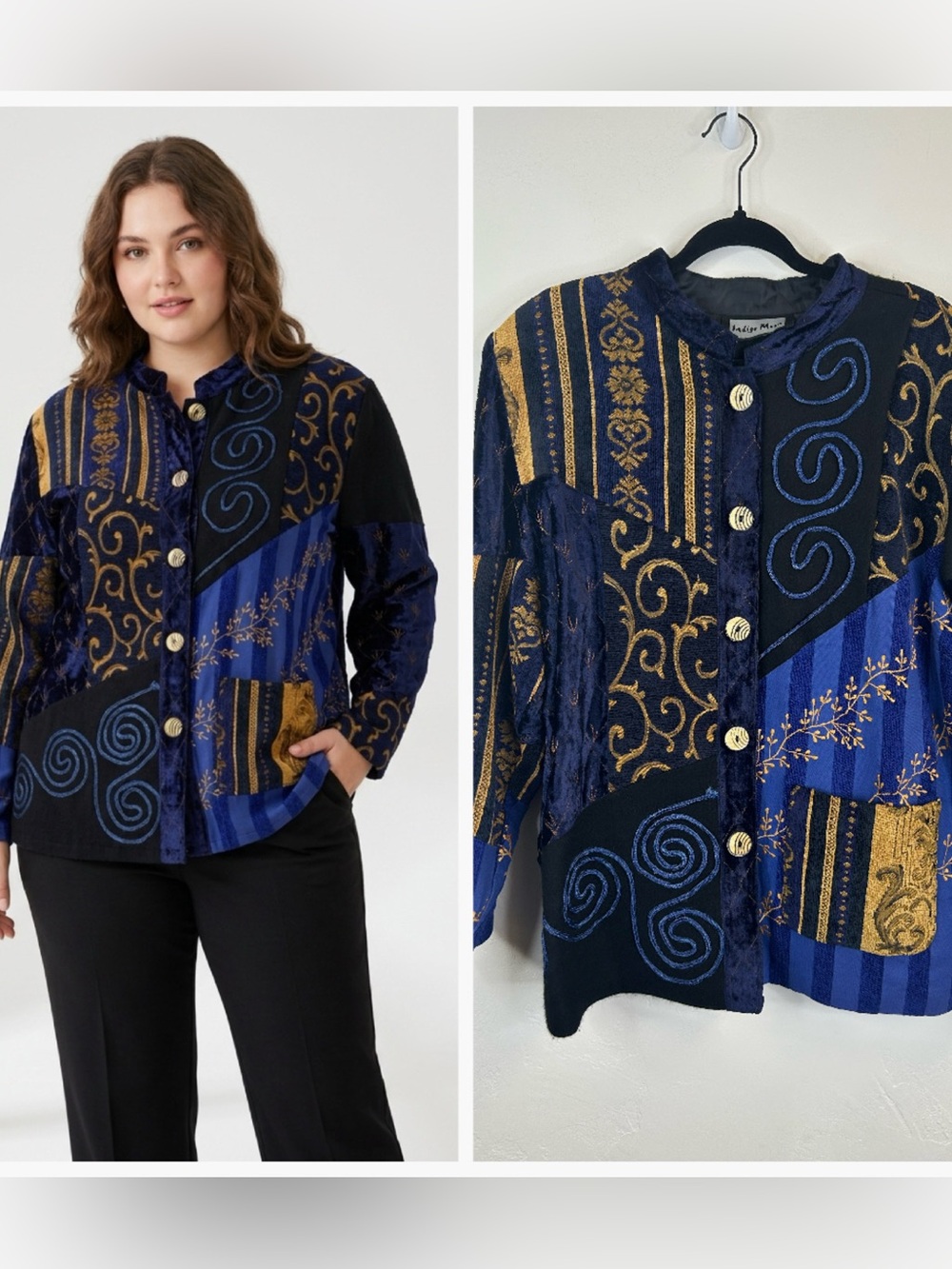 Artsy Boho Velvet Embroidered Vintage 90s Jacket Size 1X Art to Wear Gypsy Plus